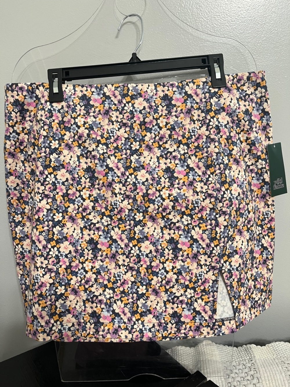 wild fable Navy Floral Mini Skirt with Pink and Yellow Accents size 18